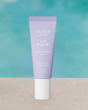 Dupes & Co Watermelon Burst Lip Balm tube front view