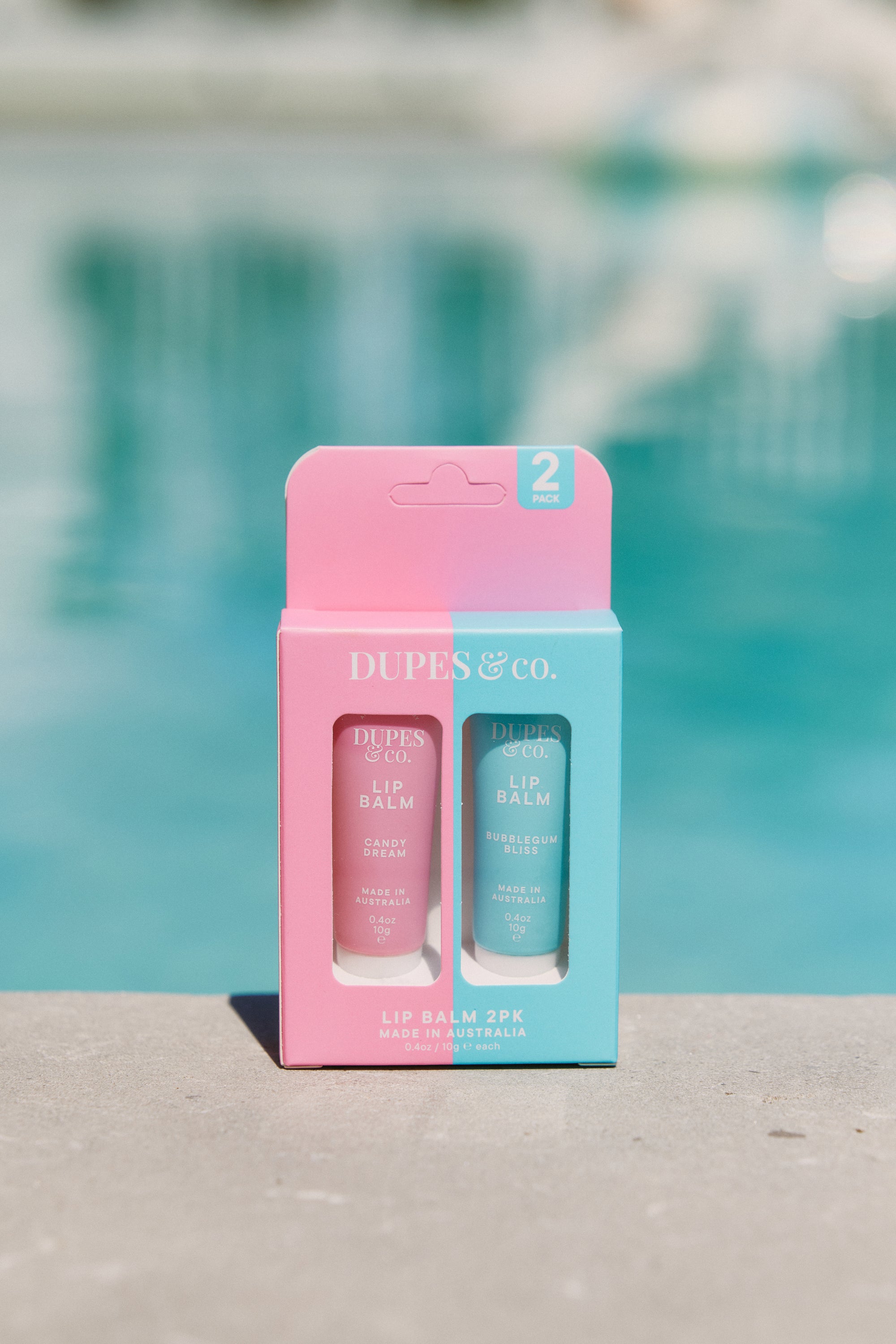 Dupes & Co Candy Dream and Bubblegum Bliss Lip Balm 2-pack front view