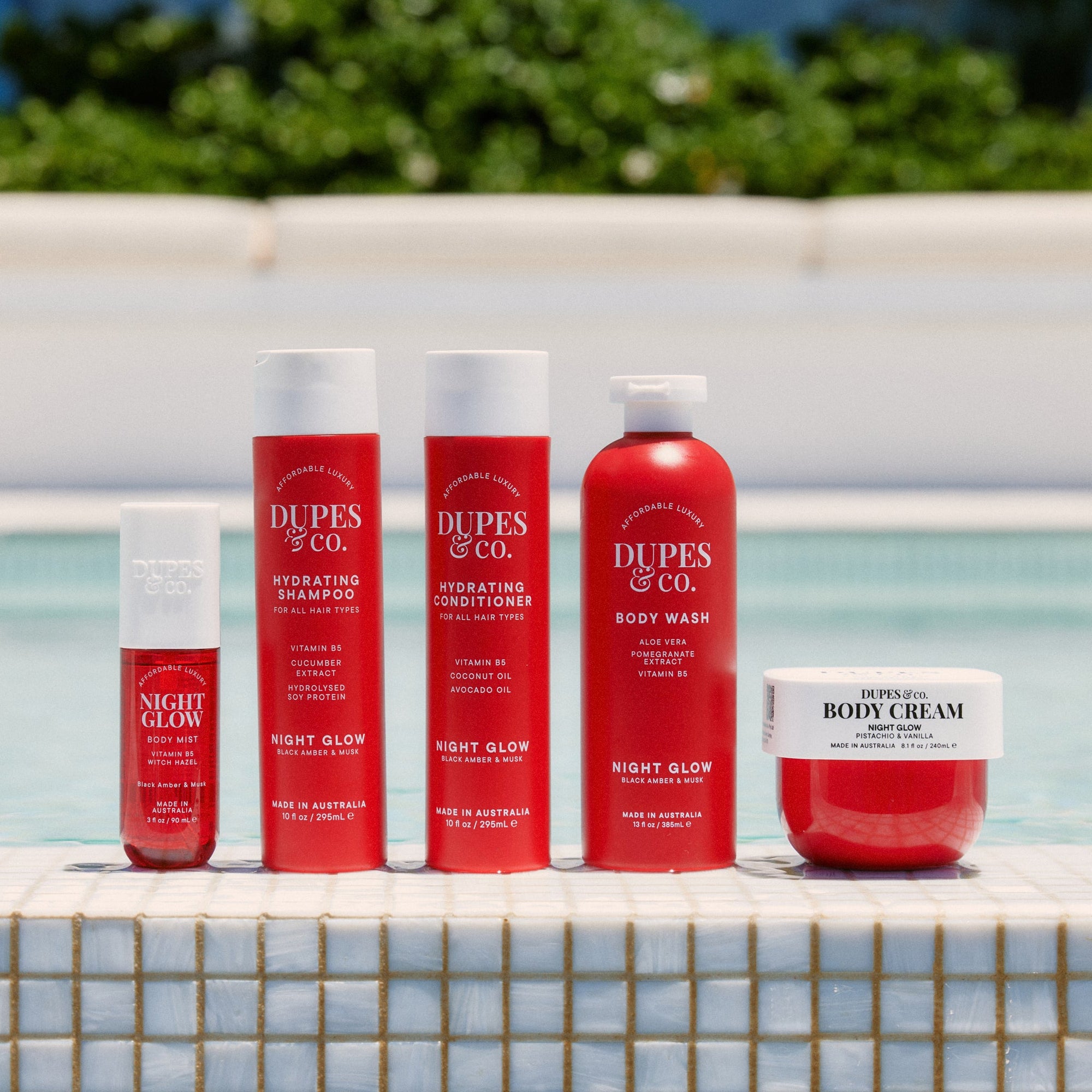 Dupes & Co Total Body Luxe Bundle Night Glow product set front view