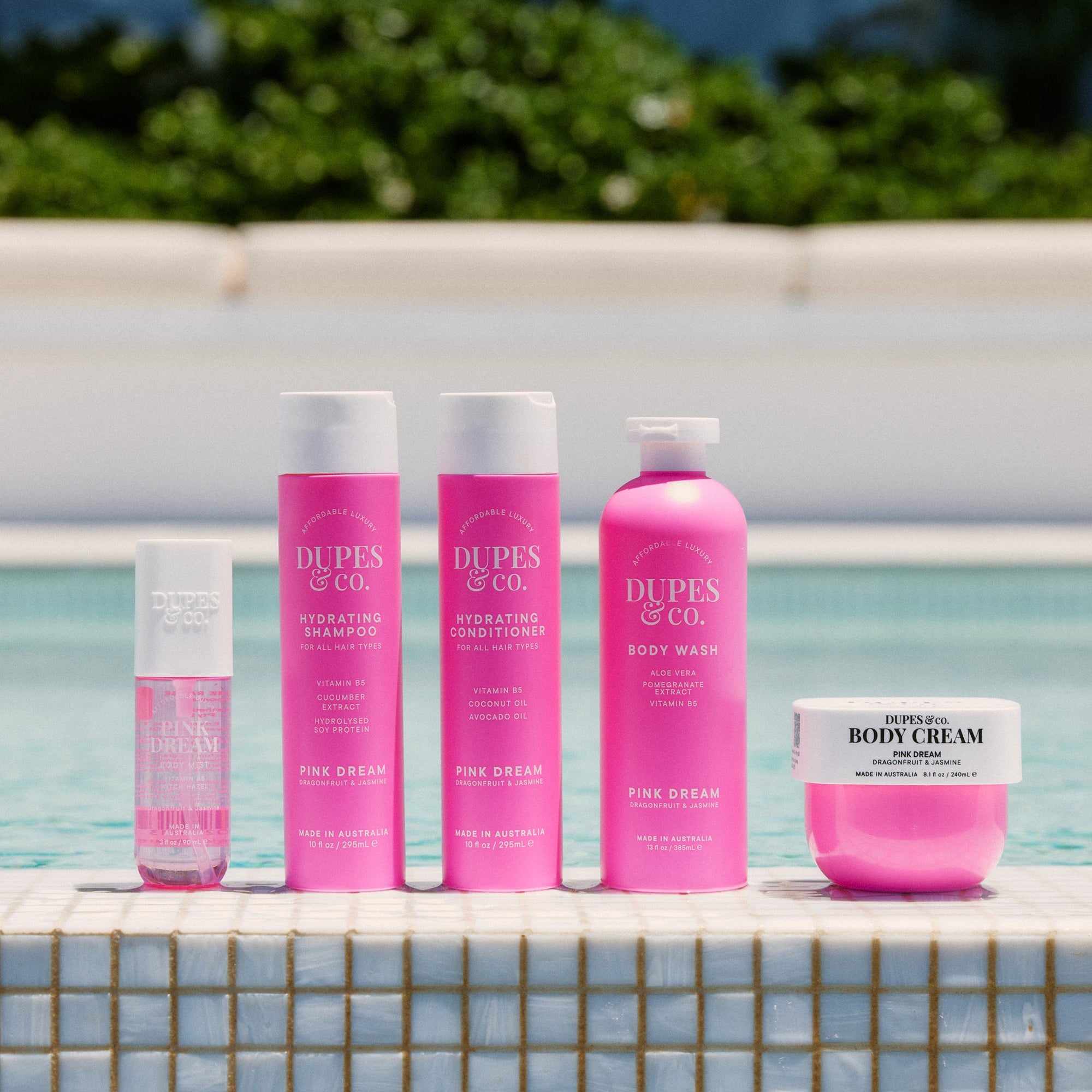 Dupes & Co Total Body Luxe Bundle Pink Dream product set front view